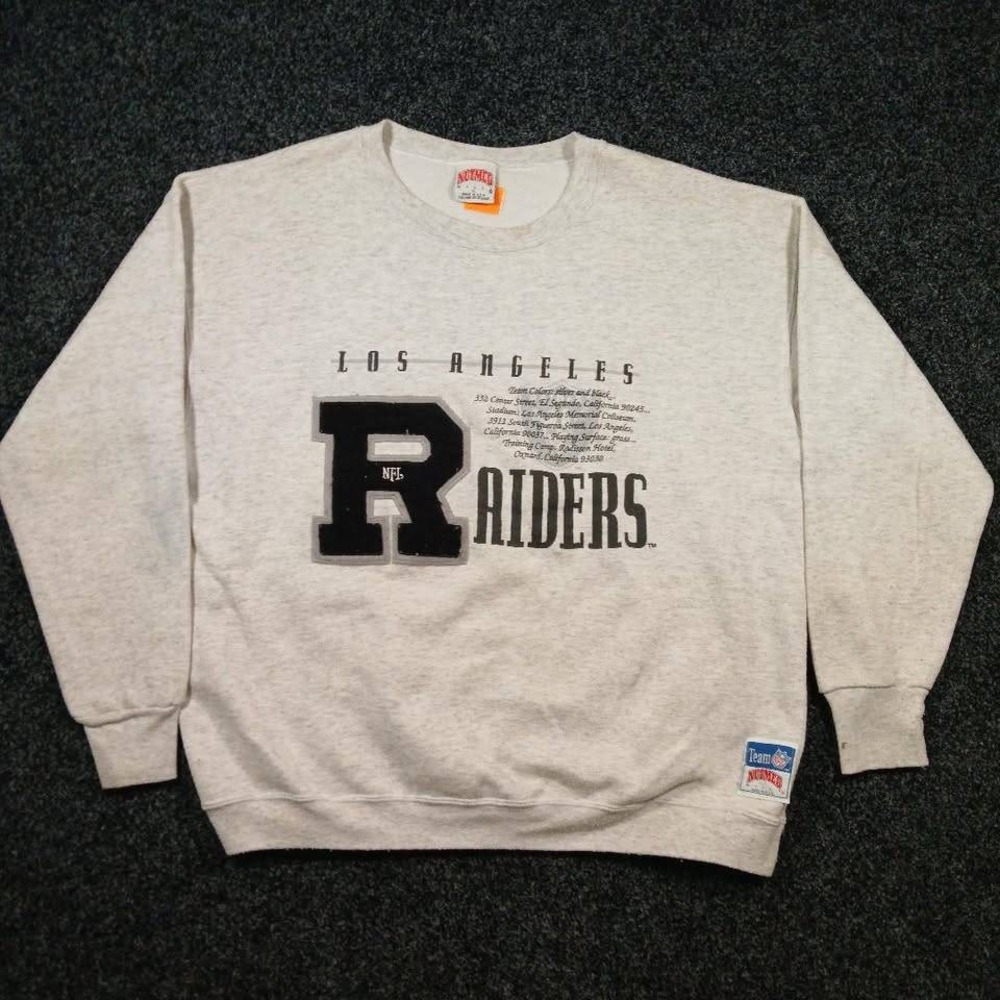 Vintage Nutmeg Mills Los Angeles Raiders NFL Sweatshirt Grey XL Made in USA